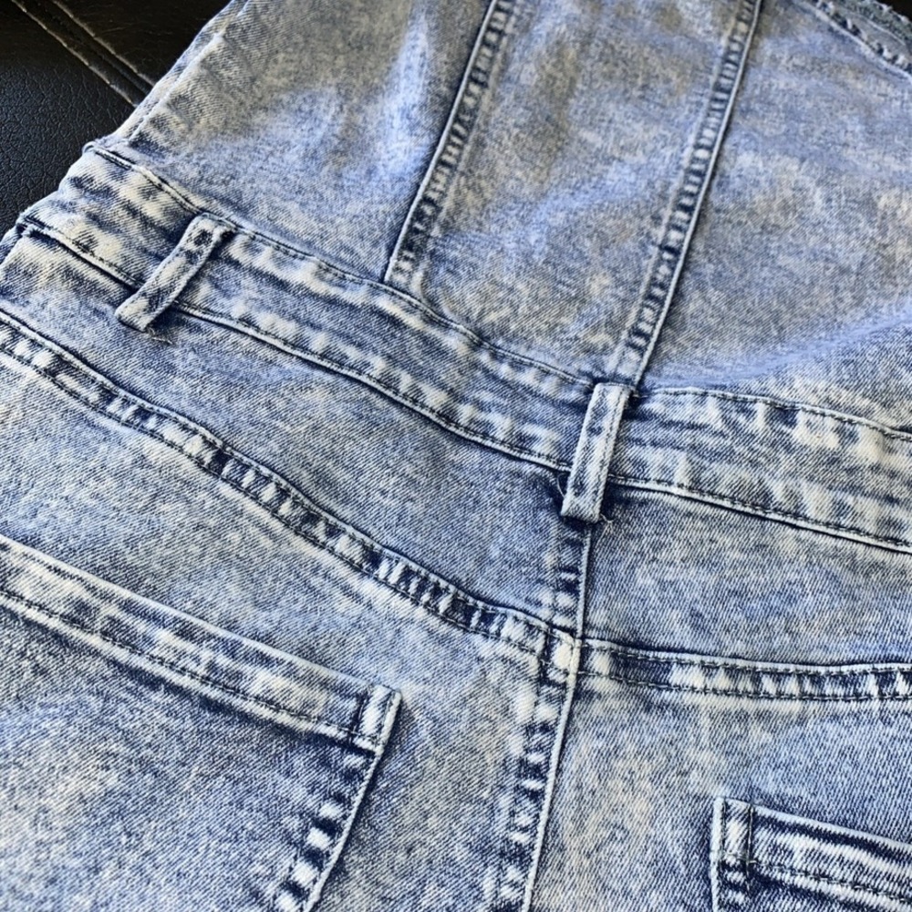 Emprada One Shoulder Denim Jumpsuit Women's Medium Light Wash Stretch Y2K - Picture 10 of 11